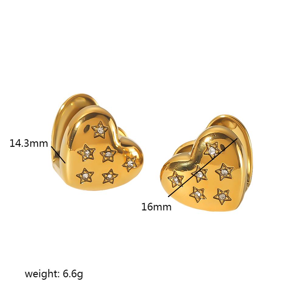 1 Pair Simple Style Heart Shape Polishing Plating Stainless Steel 18k Gold Plated Ear Studs