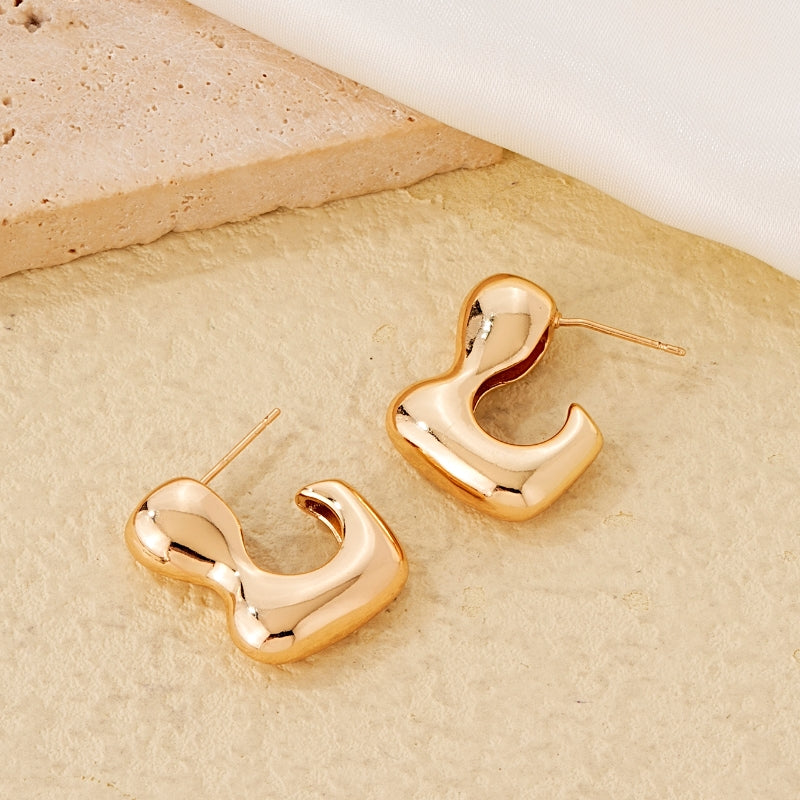 1 Pair Simple Style Commute Solid Color Irregular Polishing Plating Copper Gold Plated Silver Plated Ear Studs