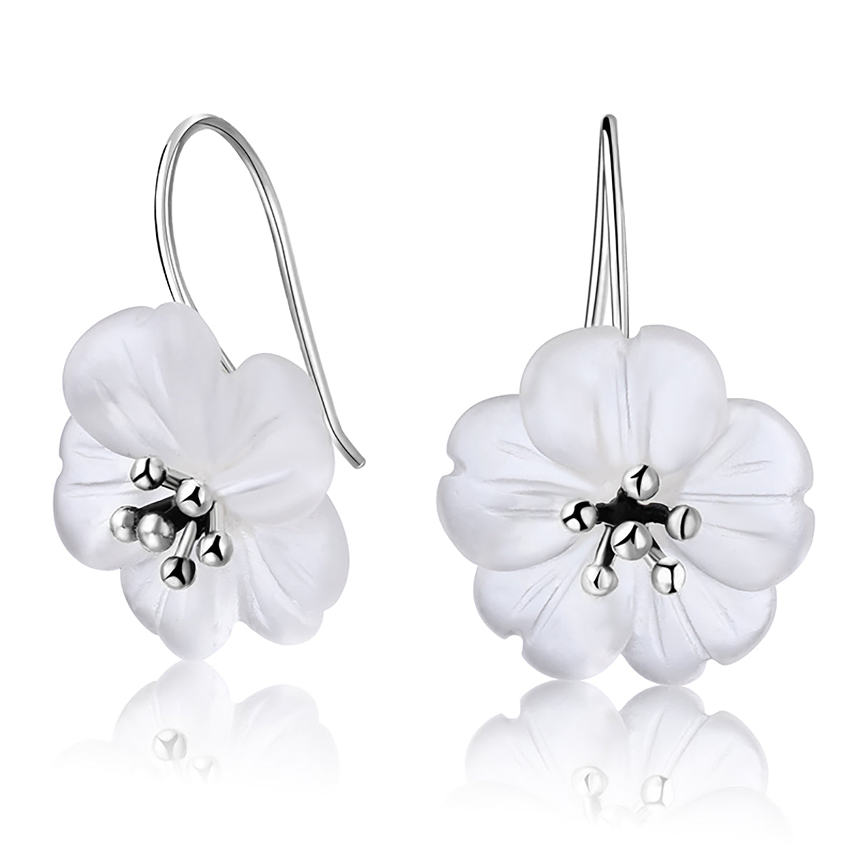 1 Pair Elegant Pastoral Flower Plating Sterling Silver Ear Studs