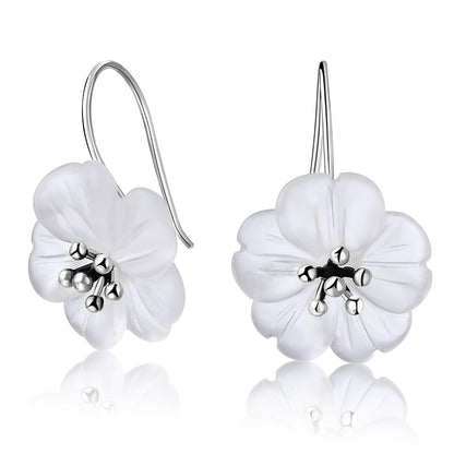 1 Pair Elegant Pastoral Flower Plating Sterling Silver Ear Studs