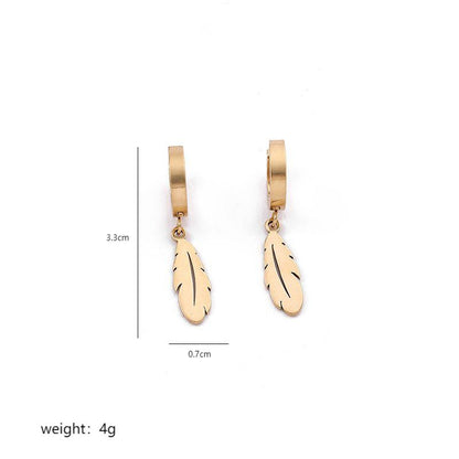 1 Pair Simple Style Classic Style Commute Feather Bow Knot Snowflake Polishing Plating Stainless Steel 18k Gold Plated Drop Earrings