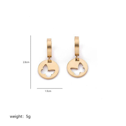 1 Pair Simple Style Classic Style Commute Feather Bow Knot Snowflake Polishing Plating Stainless Steel 18k Gold Plated Drop Earrings