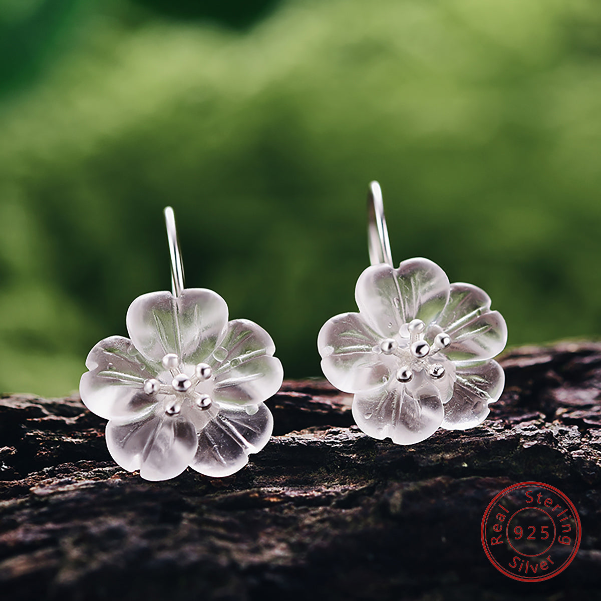 1 Pair Elegant Pastoral Flower Plating Sterling Silver Ear Studs