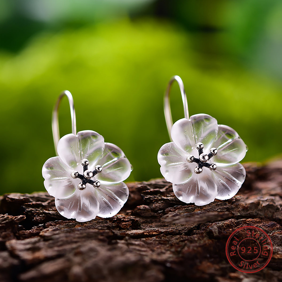 1 Pair Elegant Pastoral Flower Plating Sterling Silver Ear Studs