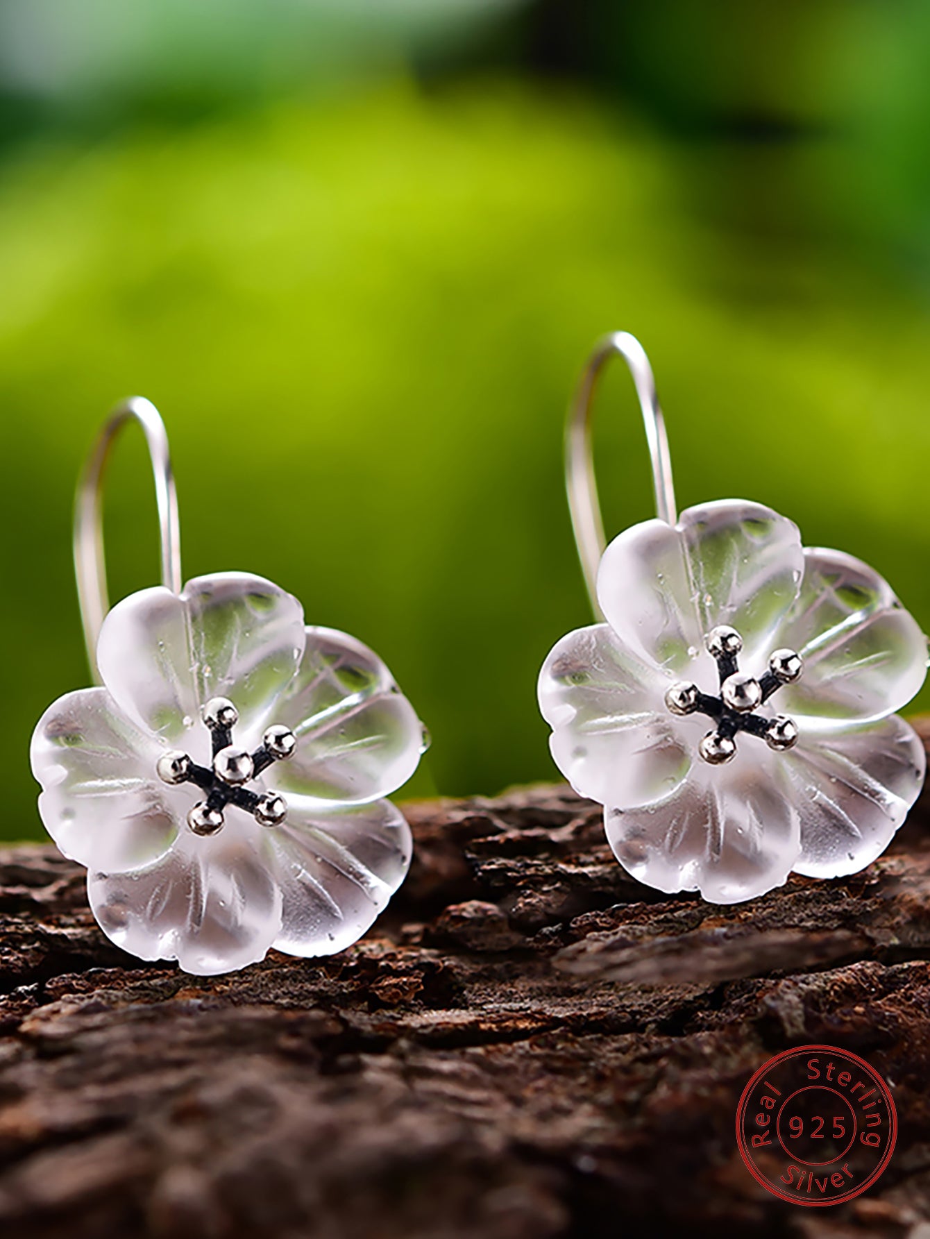 1 Pair Elegant Pastoral Flower Plating Sterling Silver Ear Studs