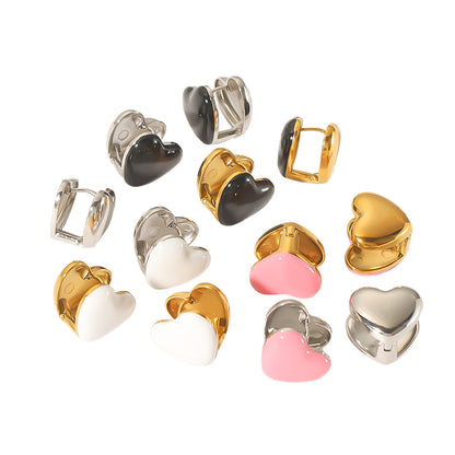 1 Pair Retro Heart Shape Plating Stainless Steel 18k Gold Plated Ear Studs