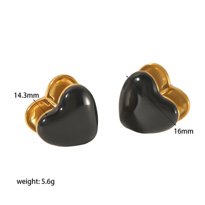 1 Pair Retro Heart Shape Plating Stainless Steel 18k Gold Plated Ear Studs