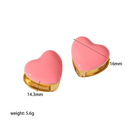 1 Pair Simple Style Heart Shape Polishing Plating Stainless Steel 18k Gold Plated Ear Studs