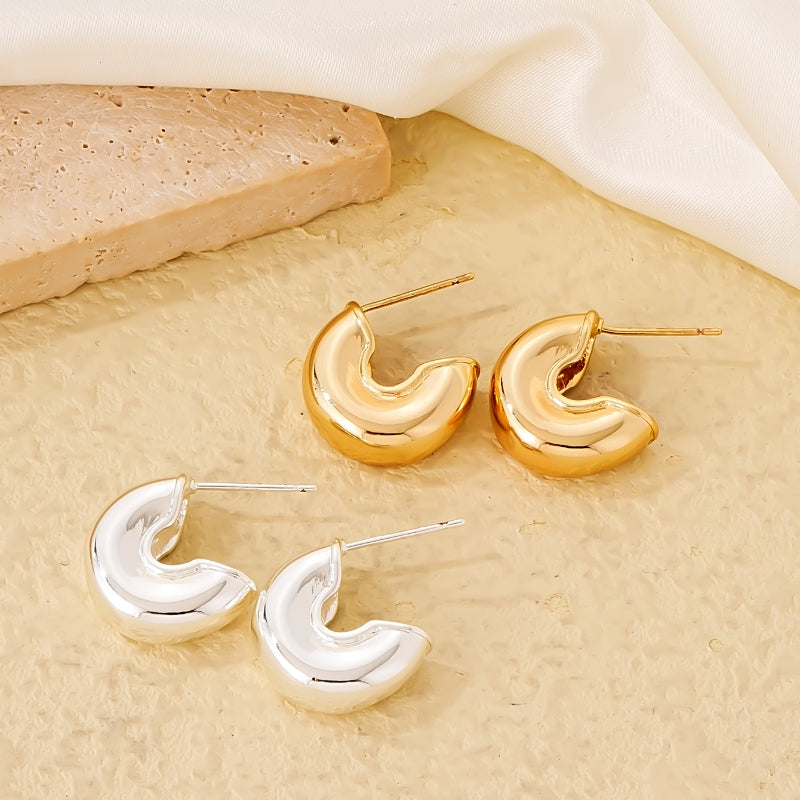 1 Pair Simple Style Classic Style Solid Color Polishing Plating Copper Gold Plated Silver Plated Ear Studs