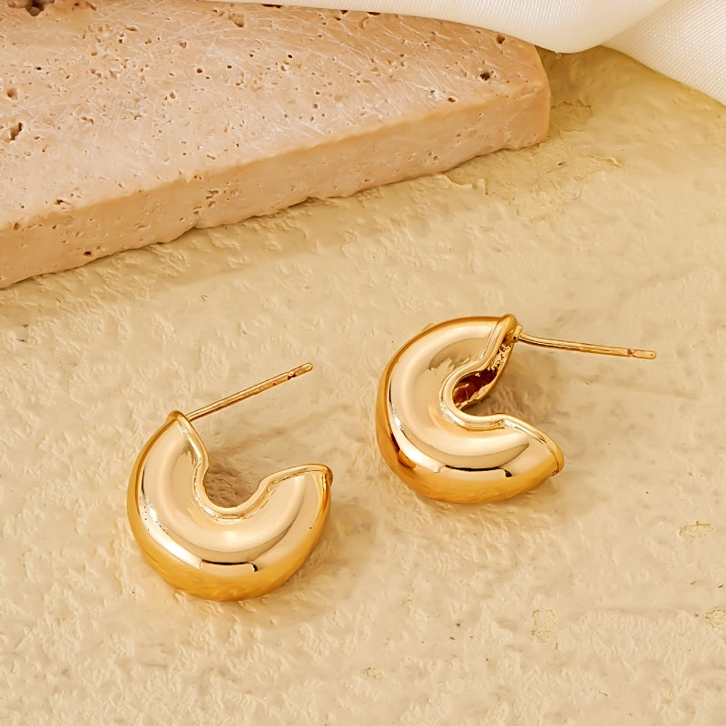 1 Pair Simple Style Classic Style Solid Color Polishing Plating Copper Gold Plated Silver Plated Ear Studs