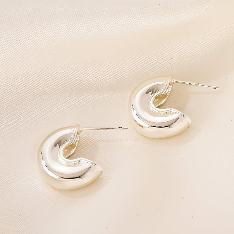 1 Pair Simple Style Classic Style Solid Color Polishing Plating Copper Gold Plated Silver Plated Ear Studs