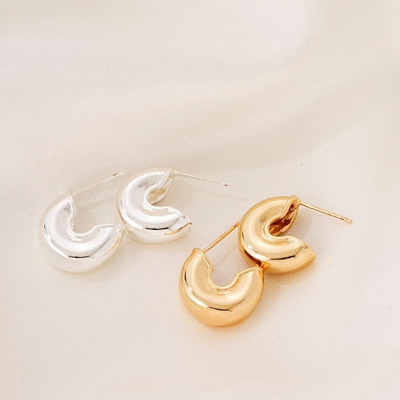 1 Pair Simple Style Classic Style Solid Color Polishing Plating Copper Gold Plated Silver Plated Ear Studs