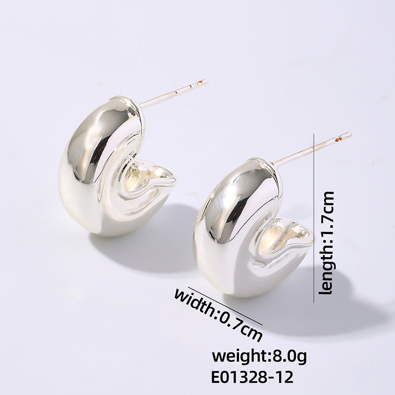 1 Pair Simple Style Classic Style Solid Color Polishing Plating Copper Gold Plated Silver Plated Ear Studs