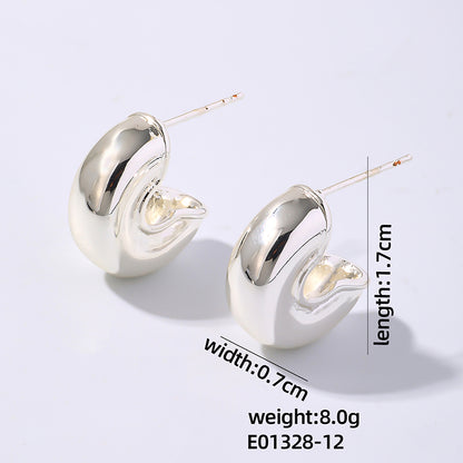 1 Pair Simple Style Classic Style Solid Color Polishing Plating Copper Gold Plated Silver Plated Ear Studs