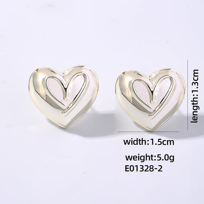 1 Pair Retro Simple Style Geometric Heart Shape Plating Copper Ear Studs