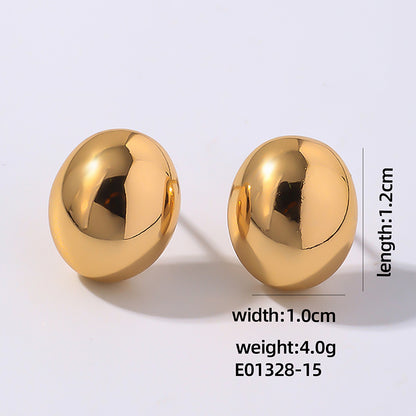 1 Pair Simple Style Classic Style Round Polishing Plating Copper Gold Plated Silver Plated Ear Studs