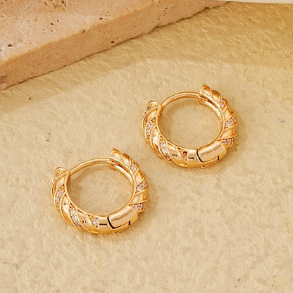 1 Pair Simple Style Classic Style Solid Color Plating Inlay Copper Zircon Gold Plated Earrings