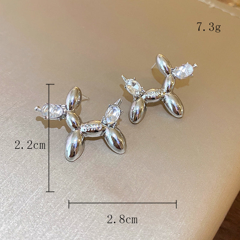 1 Pair Elegant Dog Sector Plating Inlay Alloy Rhinestones 14k Gold Plated Drop Earrings