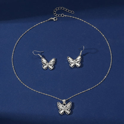 Vintage Style Butterfly Alloy Plating Hollow Out Inlay Rhinestones Gold Plated Silver Plated Women's Jewelry Set
