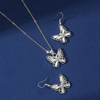 Vintage Style Butterfly Alloy Plating Hollow Out Inlay Rhinestones Gold Plated Silver Plated Women's Jewelry Set