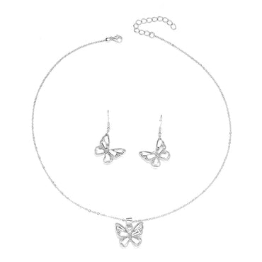 Vintage Style Butterfly Alloy Plating Hollow Out Inlay Rhinestones Gold Plated Silver Plated Women's Jewelry Set