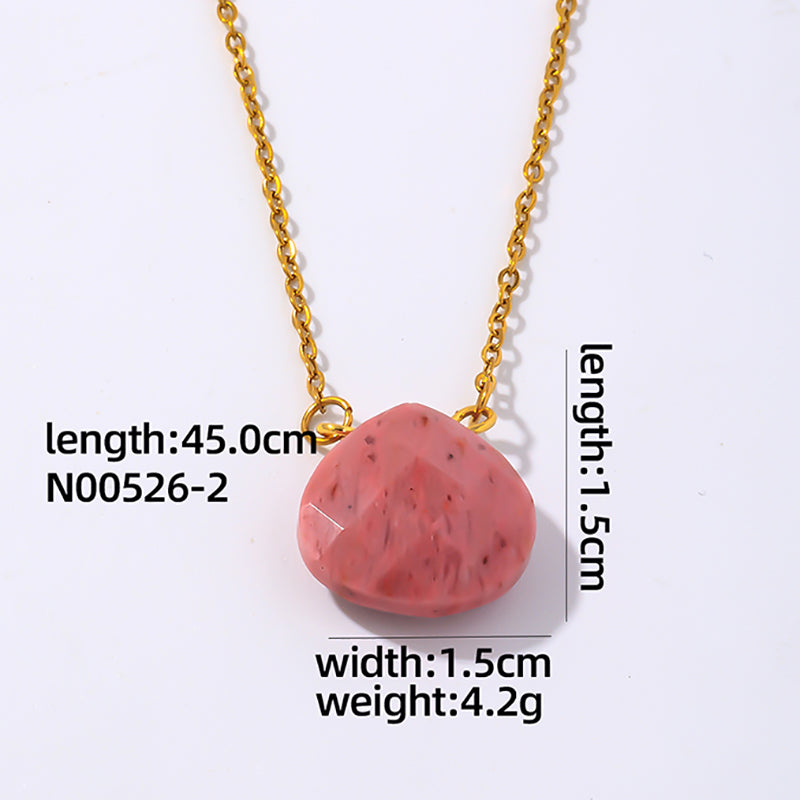 Wholesale Simple Style Water Droplets Stainless Steel Natural Stone Chain Pendant Necklace