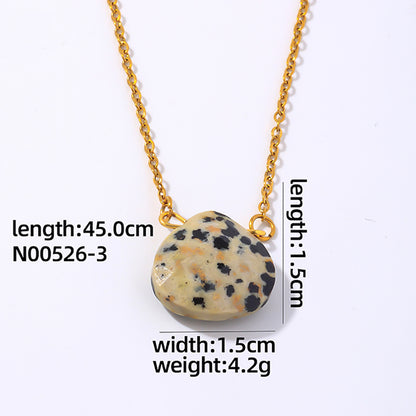 Wholesale Simple Style Water Droplets Stainless Steel Natural Stone Chain Pendant Necklace