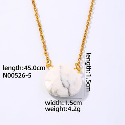 Wholesale Simple Style Water Droplets Stainless Steel Natural Stone Chain Pendant Necklace