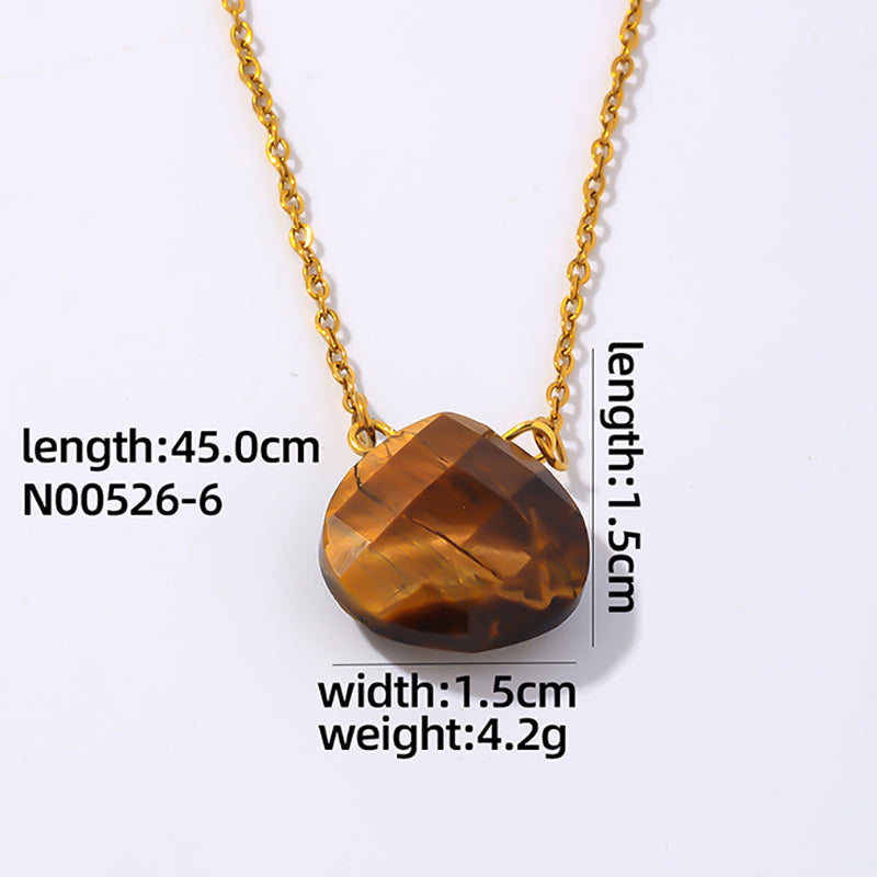 Wholesale Simple Style Water Droplets Stainless Steel Natural Stone Chain Pendant Necklace