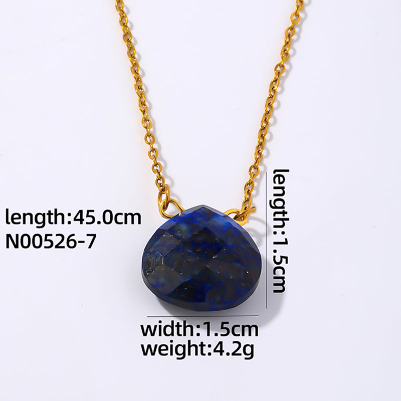 Wholesale Simple Style Water Droplets Stainless Steel Natural Stone Chain Pendant Necklace