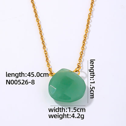 Wholesale Simple Style Water Droplets Stainless Steel Natural Stone Chain Pendant Necklace