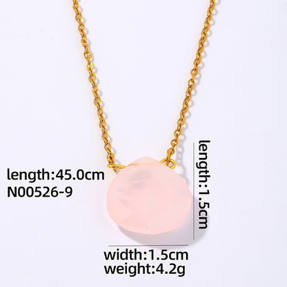 Wholesale Simple Style Water Droplets Stainless Steel Natural Stone Chain Pendant Necklace