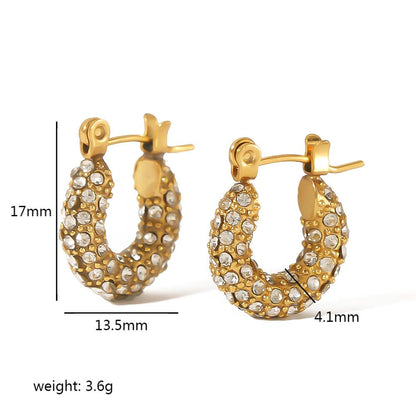 1 Pair Simple Style Circle Donuts Polishing Plating Inlay Stainless Steel Zircon 18k Gold Plated Ear Studs