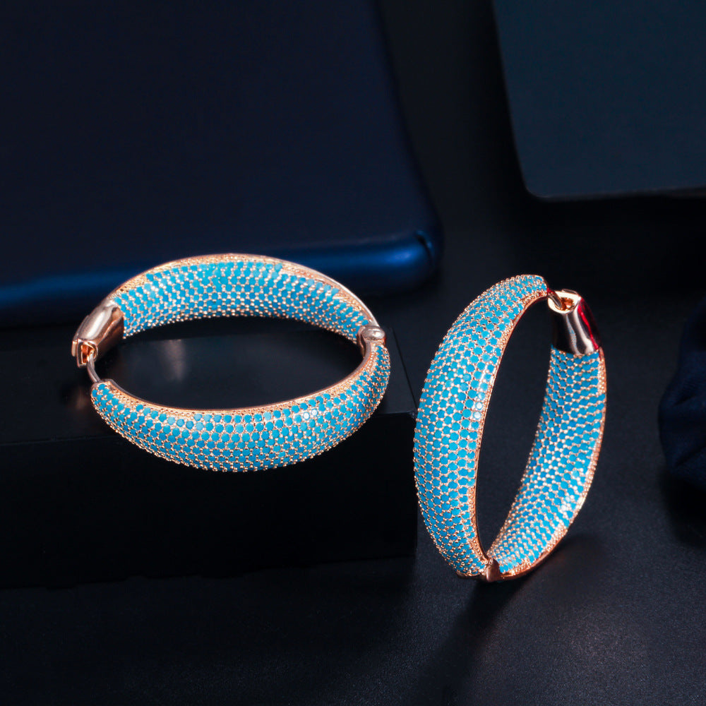 1 Pair Vintage Style Round Plating Inlay Copper Zircon Rhodium Plated Silver Plated Hoop Earrings