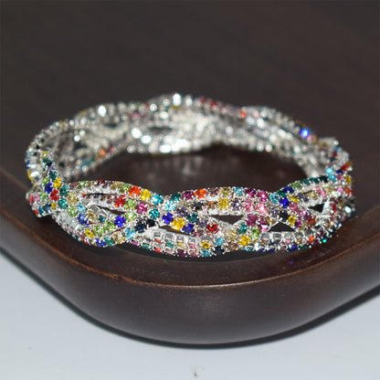 Simple Style Color Block Rhinestones Ferroalloy Wholesale Bangle