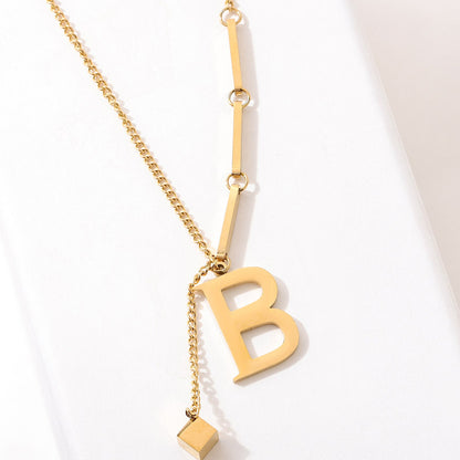 Wholesale Vintage Style Letter Titanium Steel Plating 18k Gold Plated Pendant Necklace