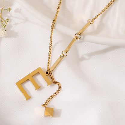 Wholesale Vintage Style Letter Titanium Steel Plating 18k Gold Plated Pendant Necklace