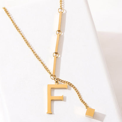 Wholesale Vintage Style Letter Titanium Steel Plating 18k Gold Plated Pendant Necklace