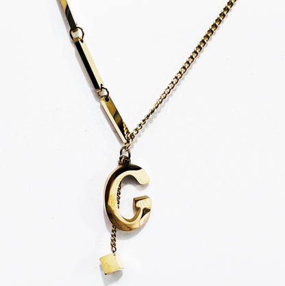 Wholesale Vintage Style Letter Titanium Steel Plating 18k Gold Plated Pendant Necklace