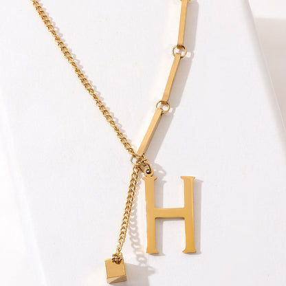 Wholesale Vintage Style Letter Titanium Steel Plating 18k Gold Plated Pendant Necklace