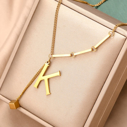 Wholesale Vintage Style Letter Titanium Steel Plating 18k Gold Plated Pendant Necklace