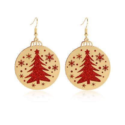 1 Pair Elegant Cute Christmas Tree Santa Claus Bell Alloy Drop Earrings