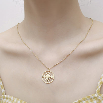 Simple Style Solid Color Stainless Steel Plating Gold Plated Pendant Necklace