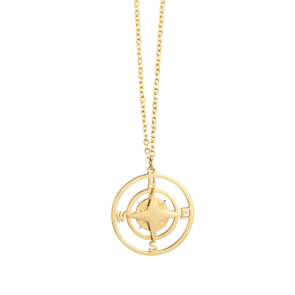 Simple Style Solid Color Stainless Steel Plating Gold Plated Pendant Necklace