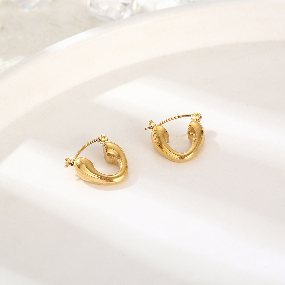 1 Pair Simple Style Solid Color Plating Titanium Steel Gold Plated Earrings