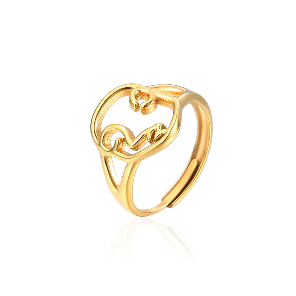 Simple Style Classic Style Solid Color Titanium Steel Plating Gold Plated Rings