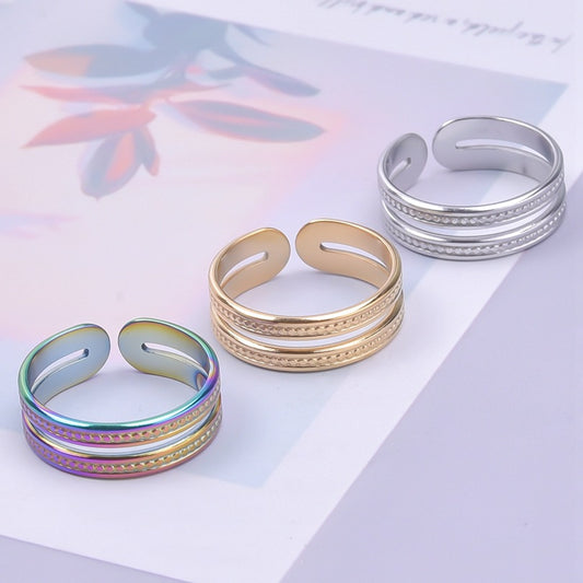 Simple Style Classic Style Solid Color Stainless Steel Asymmetrical Polishing Rings