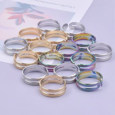 Simple Style Classic Style Solid Color Stainless Steel Asymmetrical Polishing Rings