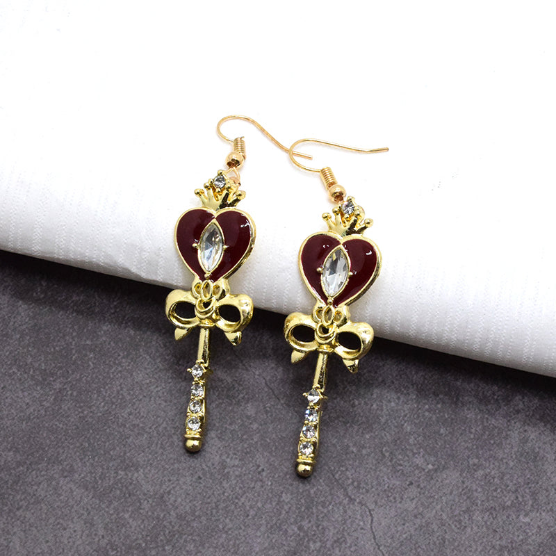 1 Pair Cute Simple Style Heart Shape Inlay Alloy Zircon Drop Earrings