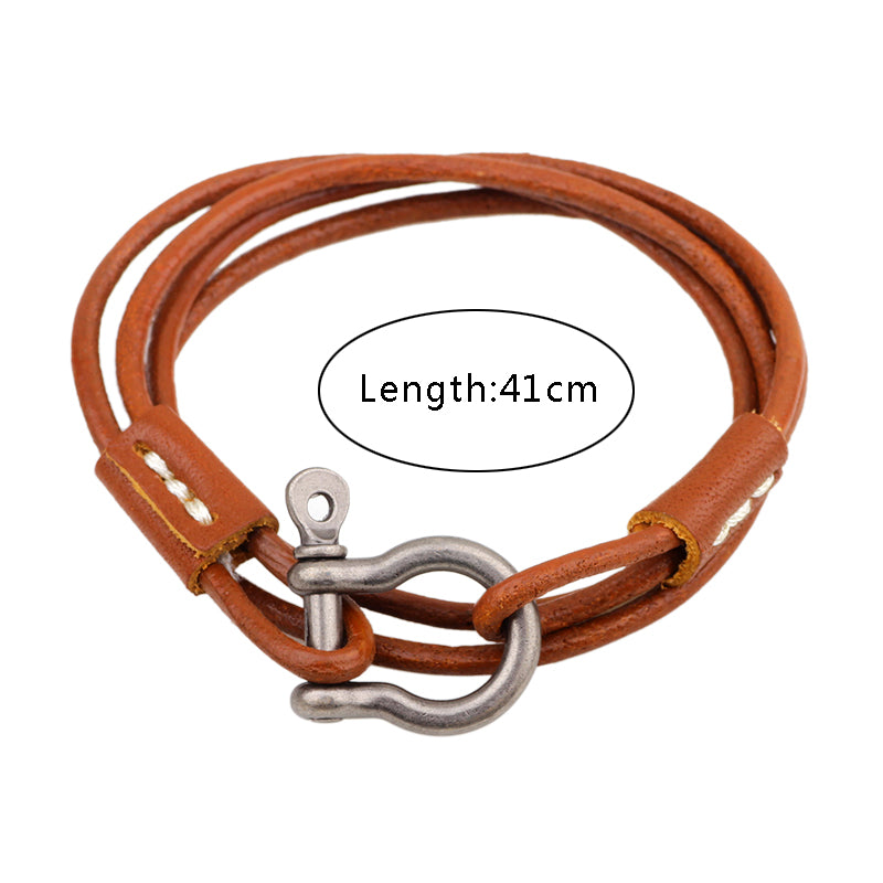 Vintage Style Vacation Solid Color Alloy Leather Woven Belt Men's Wristband